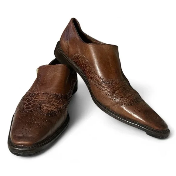 Belvedere Genuine Alligator Monk Strap Dress Shoes Brown 9.5 Made in Italy Belvedere Alligator Shoes | eBay main image 4